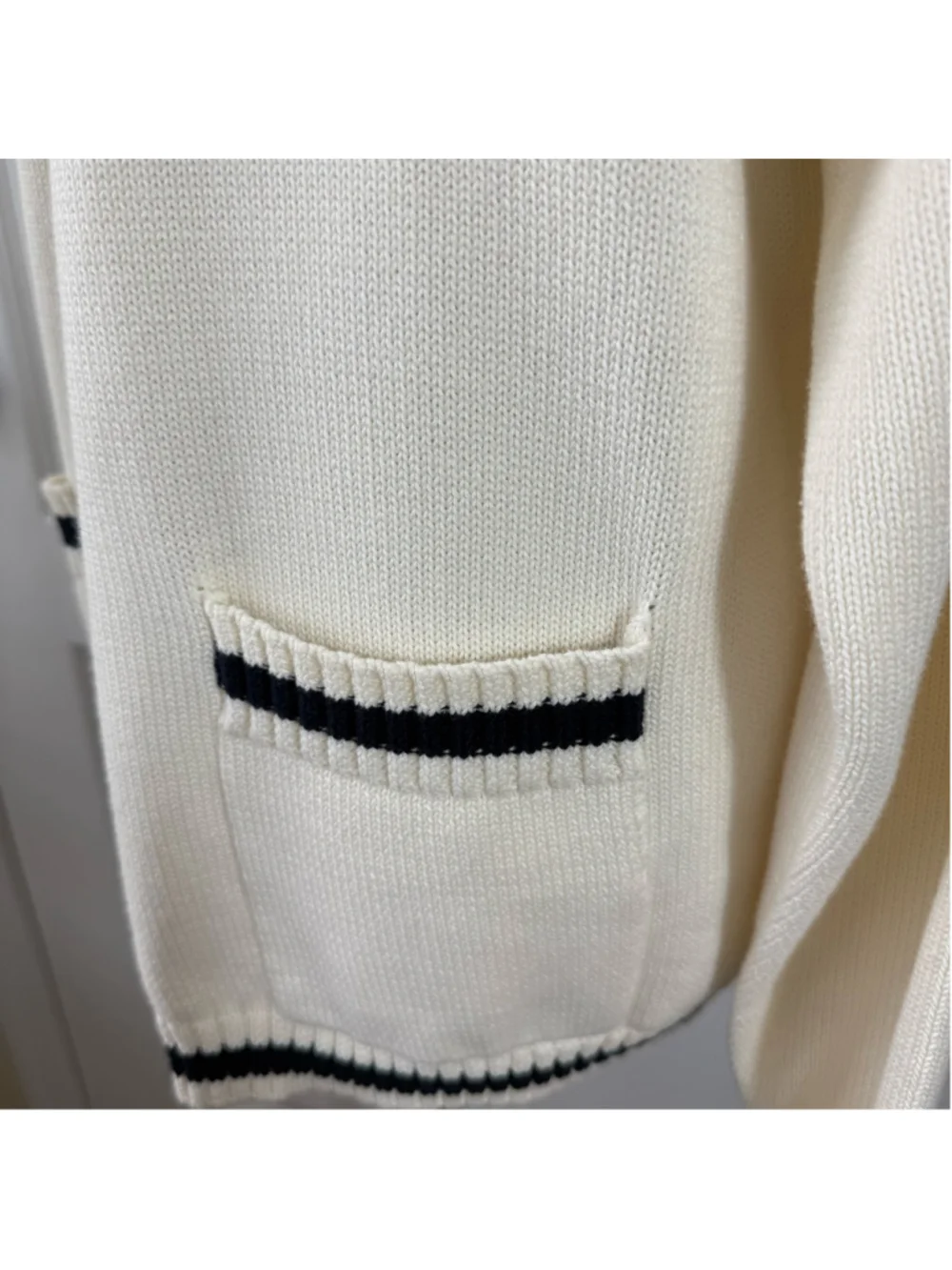Women's Bobeau Tennis Cardigan Sweater Size L Beige Black